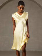 100% Mulberry Silk Cap Sleeve V-neck Midi Nightgown