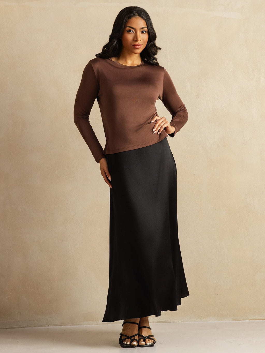 Women's Pure Silk Long Sleeve Round Neck Top