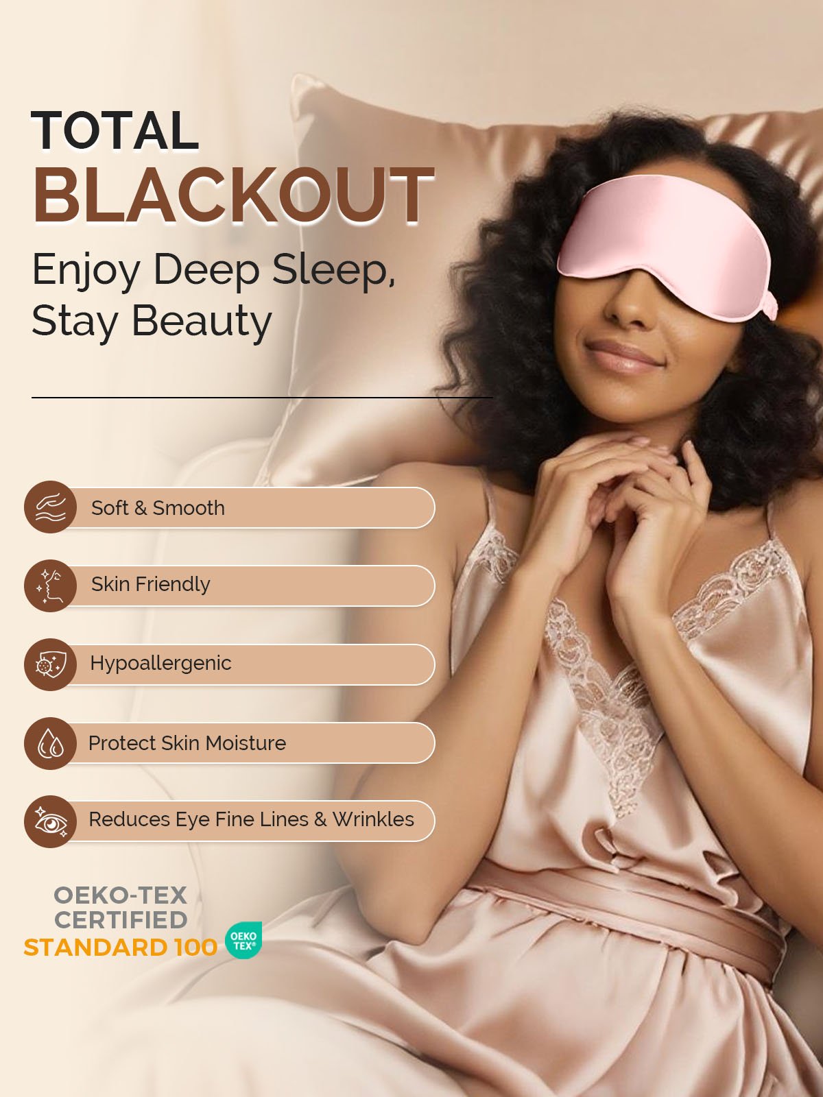 22Momme Pure Silk 3D Contoured Adjustable Eye Mask