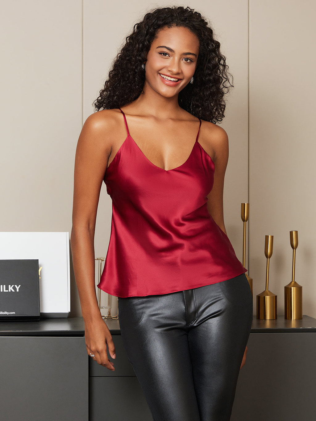 100% Mulberry Silk Spaghetti Strap Basic Camisole Top