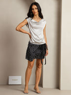 19Momme Silk Cap Sleeve Cowl Neck Women's Top