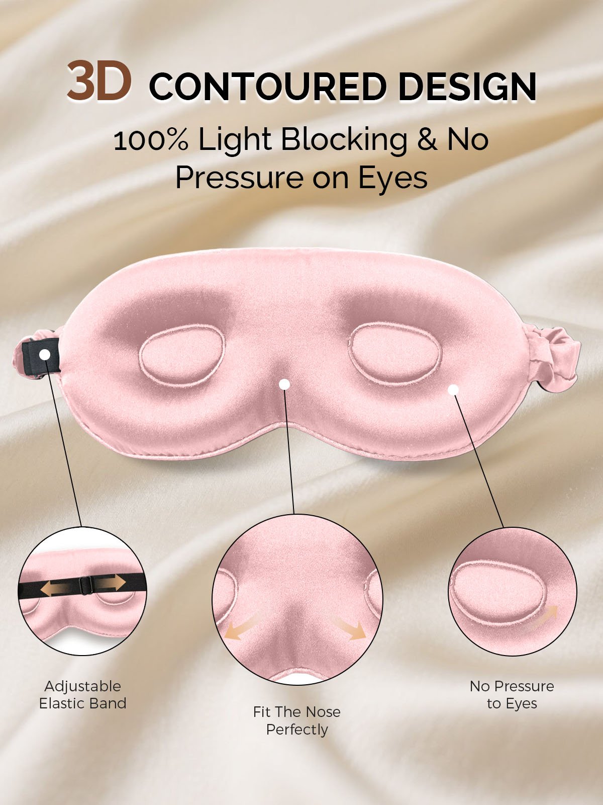 22Momme Pure Silk 3D Contoured Adjustable Eye Mask